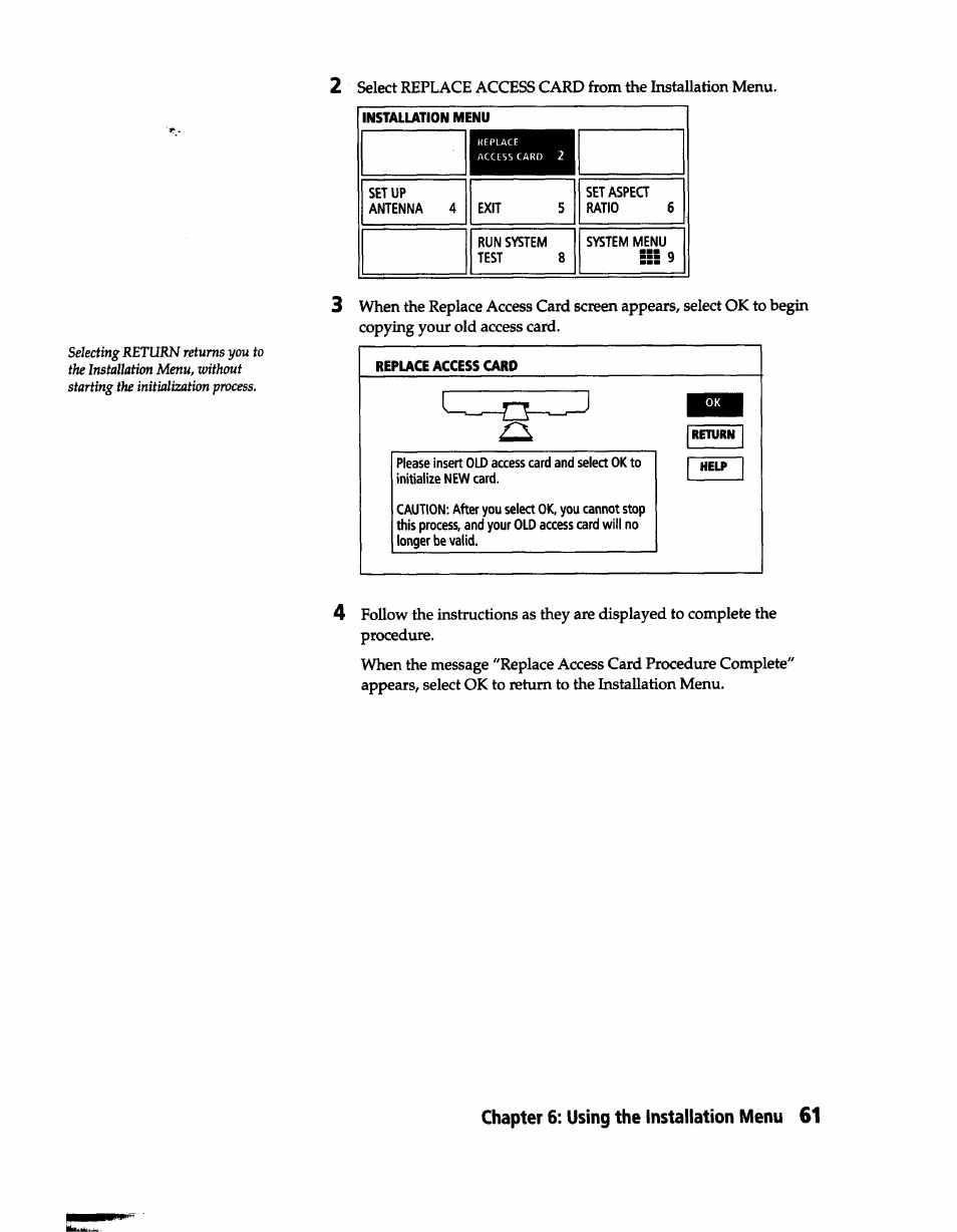 Chapter 6: using the installation menu 61 | Sony SAT-B1 User Manual | Page 57 / 74