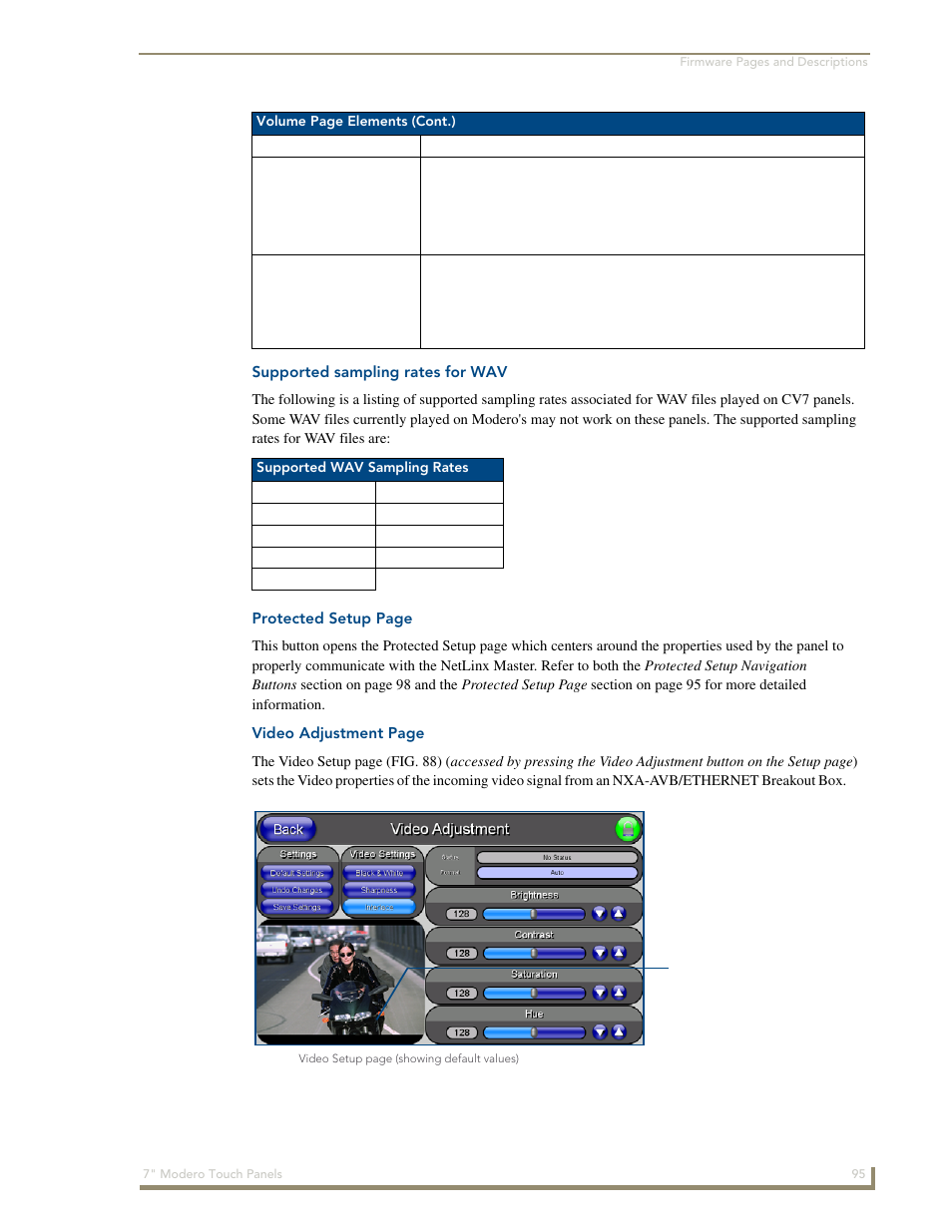 Supported sampling rates for wav | AMX Modero CV7 User Manual | Page 107 / 220