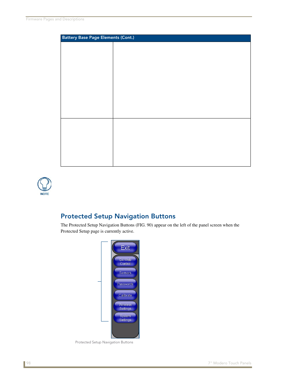 Protected setup navigation buttons | AMX Modero CV7 User Manual | Page 110 / 220