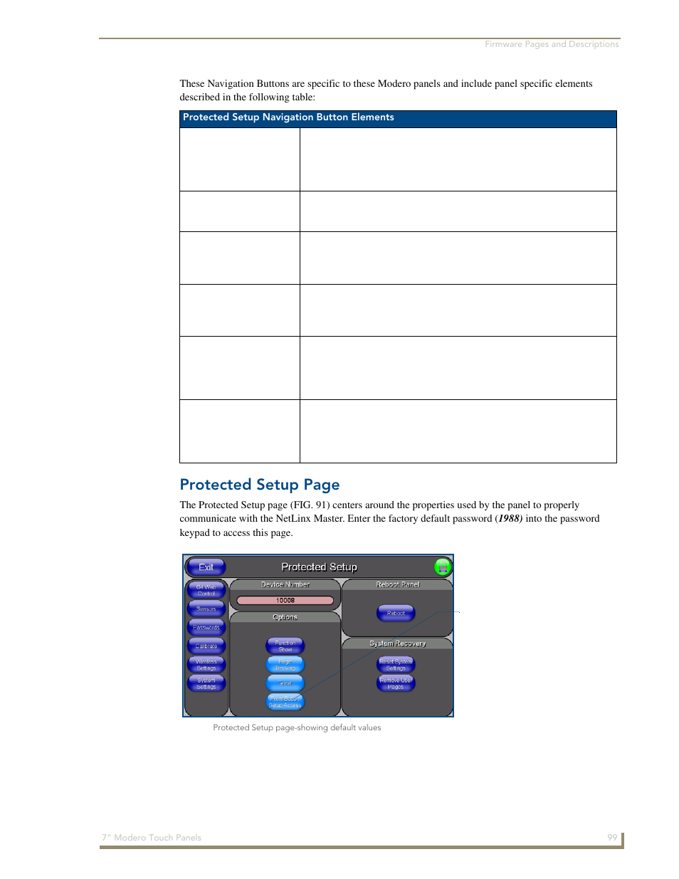 Protected setup page | AMX Modero CV7 User Manual | Page 111 / 220