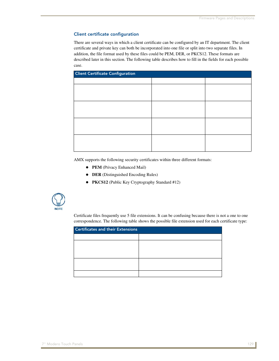 Client certificate configuration | AMX Modero CV7 User Manual | Page 141 / 220