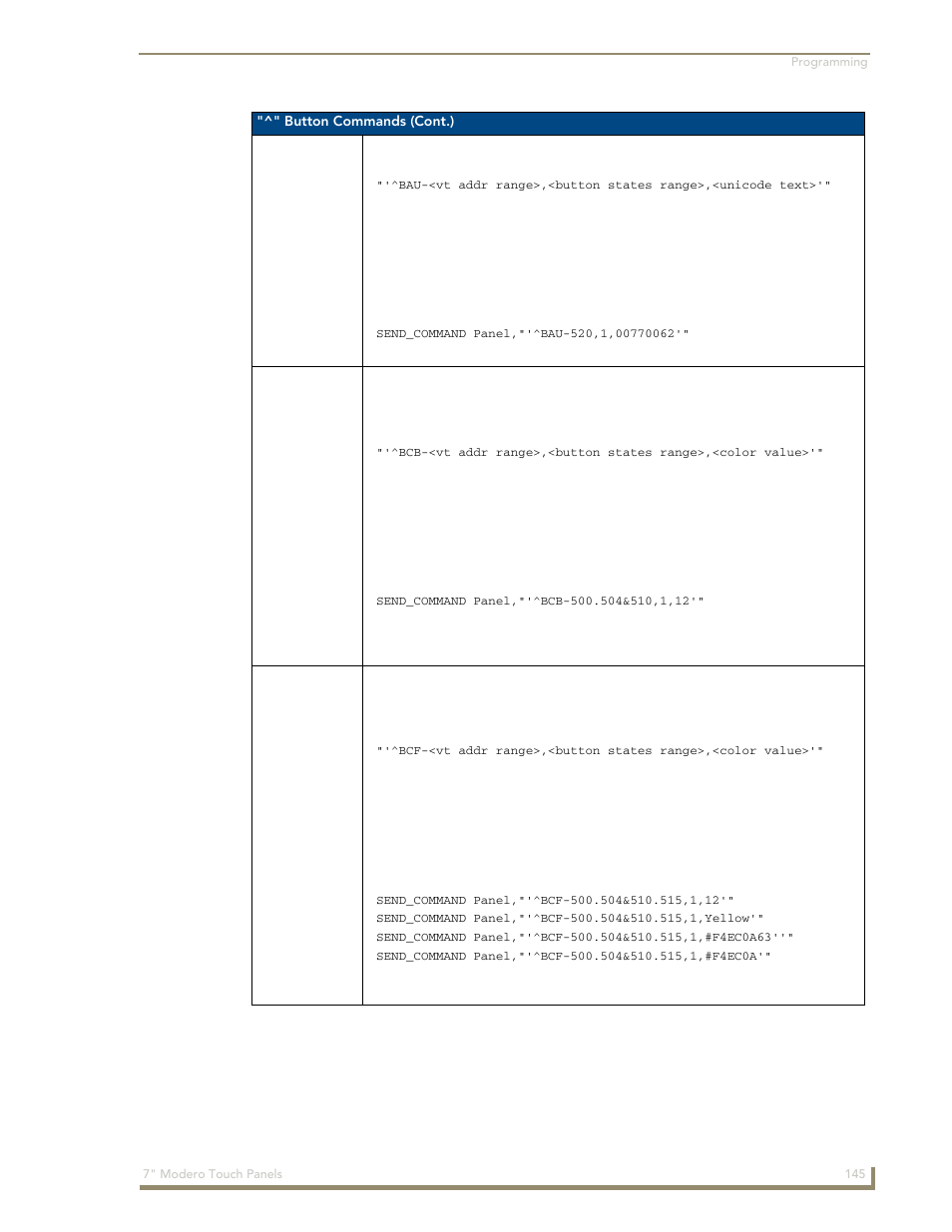 Bau ^bcb ^bcf | AMX Modero CV7 User Manual | Page 157 / 220