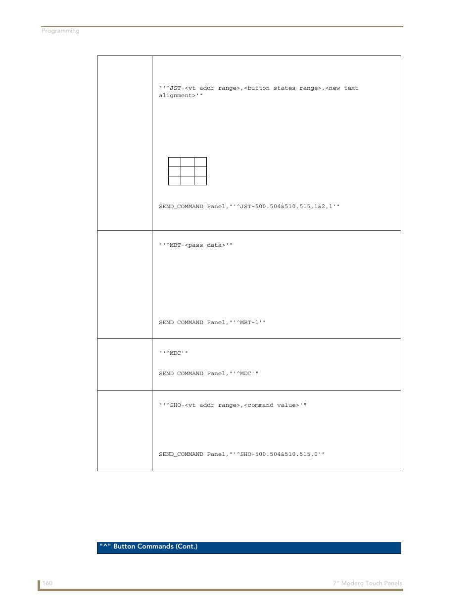 Jst ^mbt ^mdc ^sho | AMX Modero CV7 User Manual | Page 172 / 220