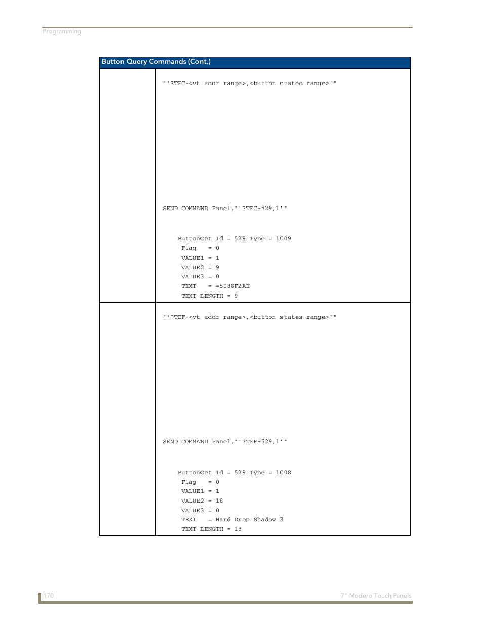 Tec ?tef | AMX Modero CV7 User Manual | Page 182 / 220