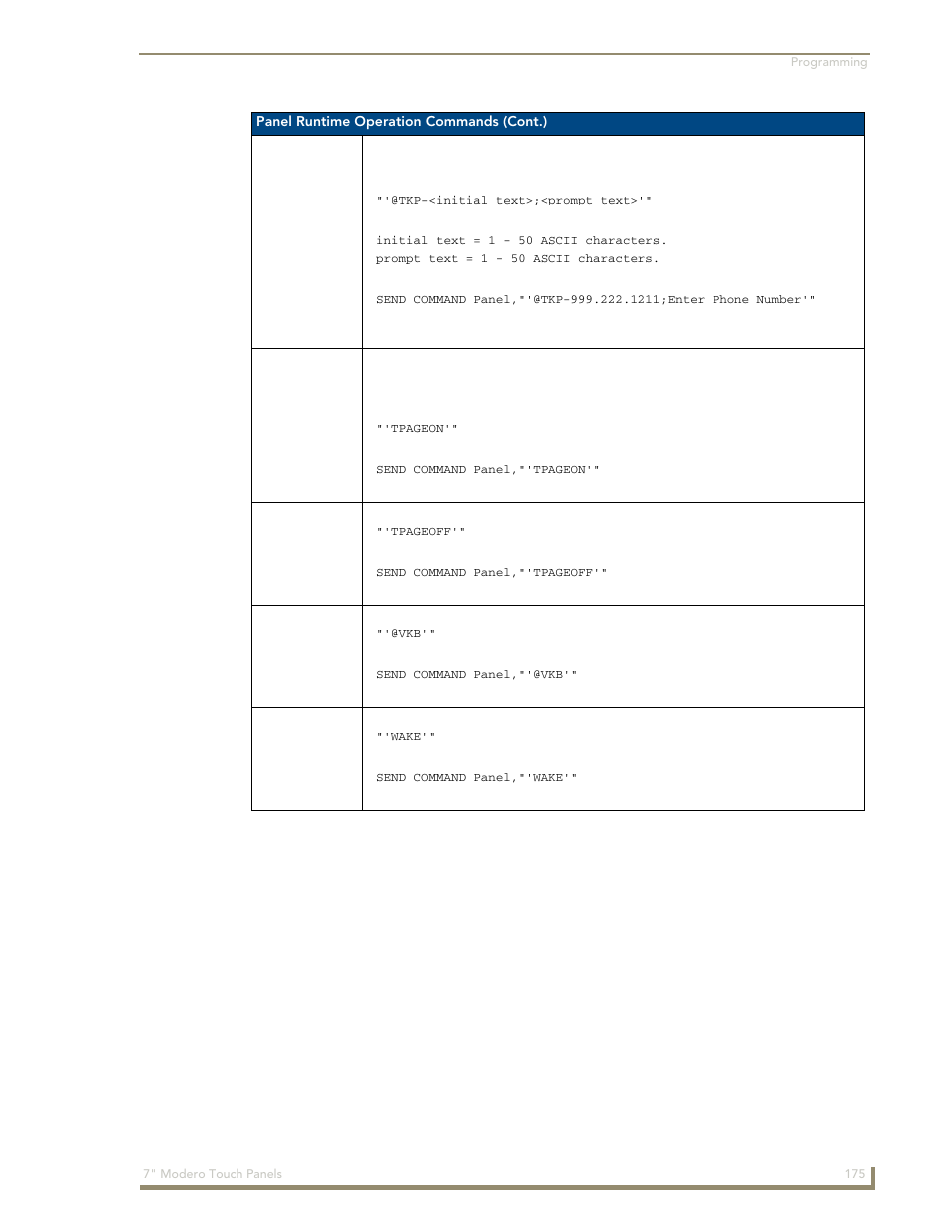 Wake | AMX Modero CV7 User Manual | Page 187 / 220