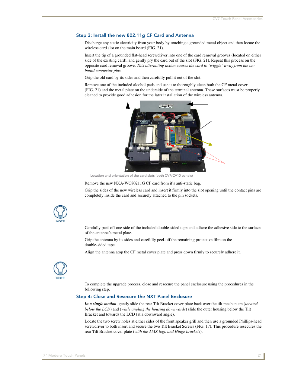 Step 4: close and resecure the nxt panel enclosure | AMX Modero CV7 User Manual | Page 33 / 220