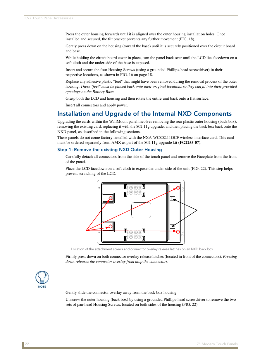 Step 1: remove the existing nxd outer housing | AMX Modero CV7 User Manual | Page 34 / 220