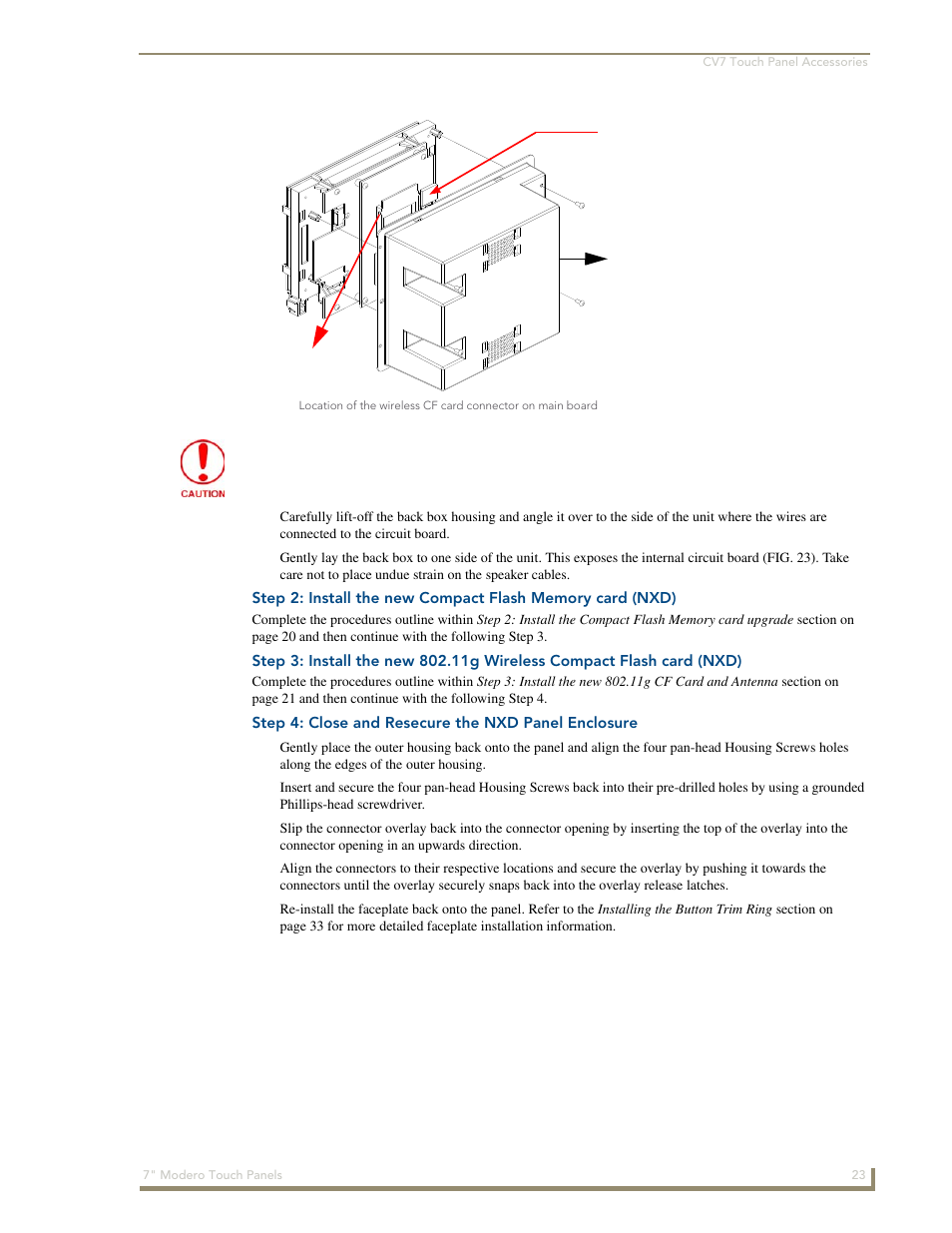 Step 4: close and resecure the nxd panel enclosure | AMX Modero CV7 User Manual | Page 35 / 220