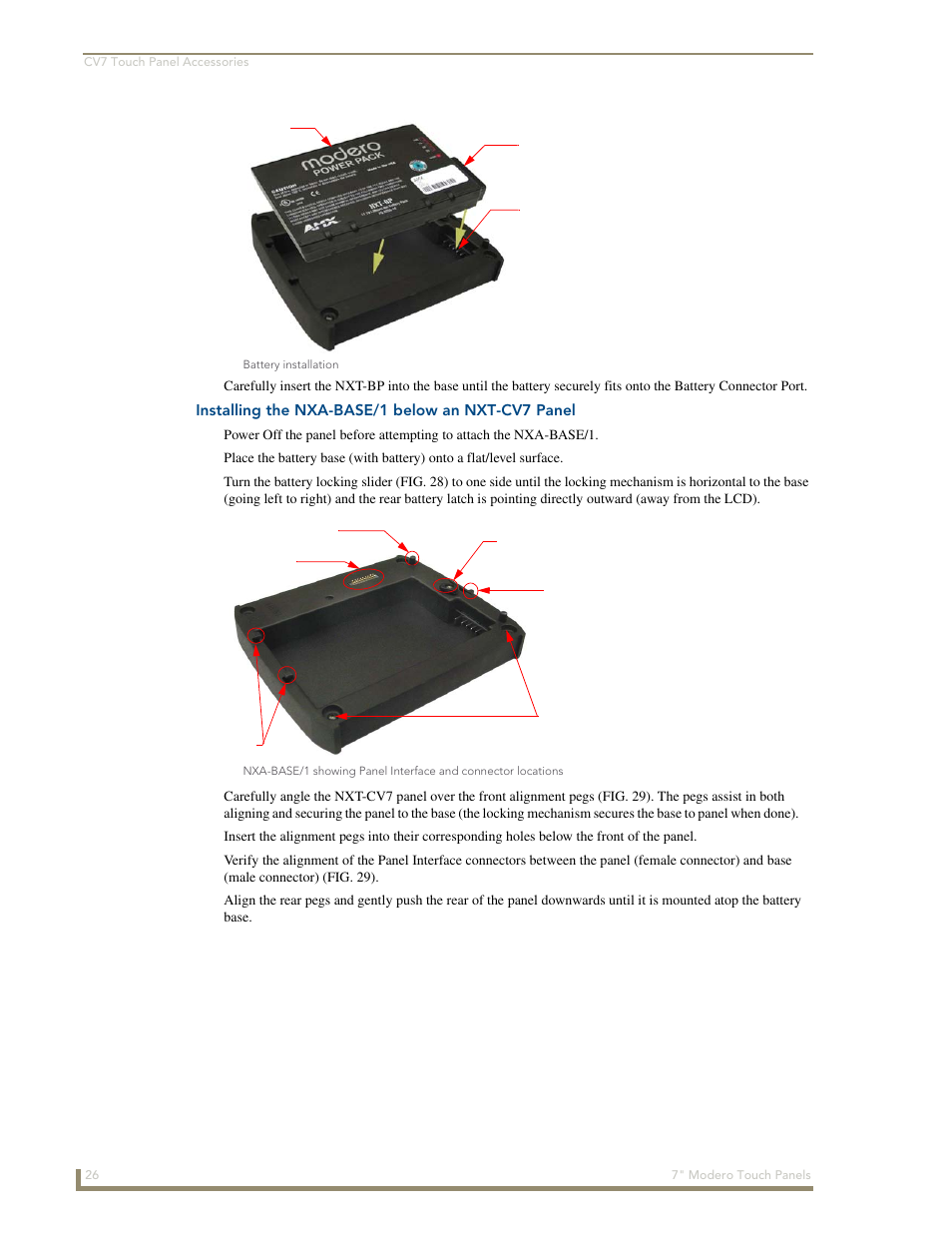 Installing the nxa-base/1 below an nxt-cv7 panel | AMX Modero CV7 User Manual | Page 38 / 220