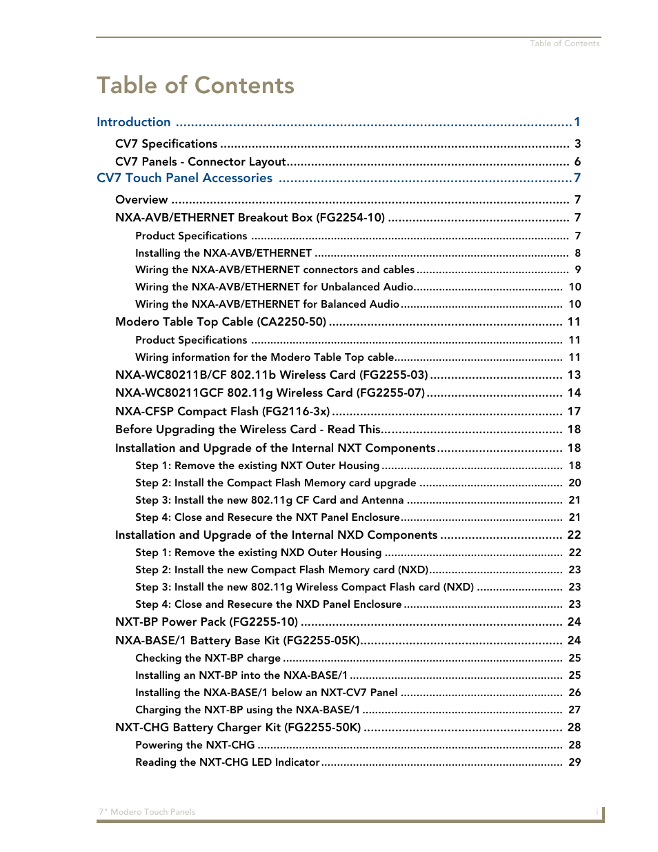 AMX Modero CV7 User Manual | Page 5 / 220