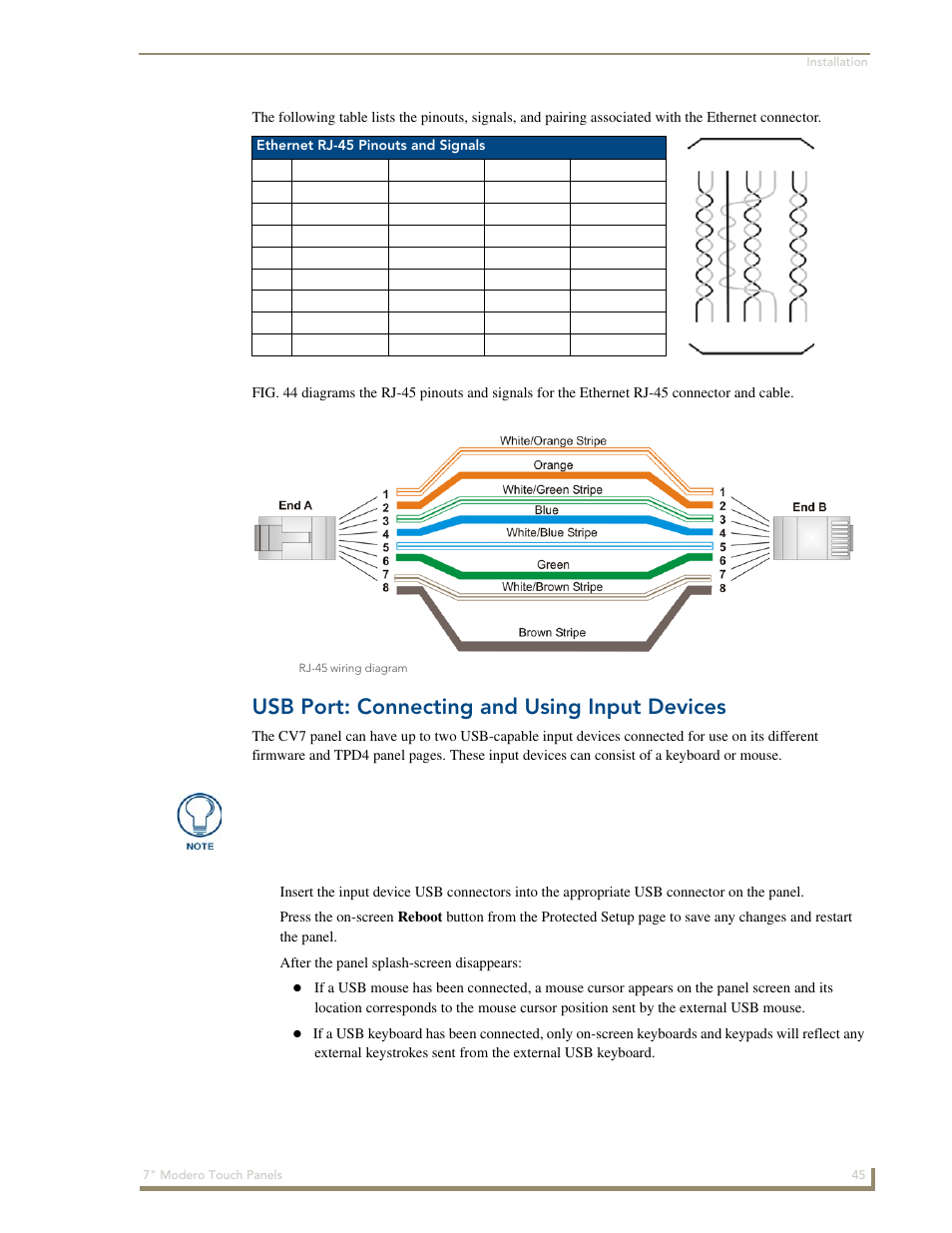 Usb port: connecting and using input devices | AMX Modero CV7 User Manual | Page 57 / 220