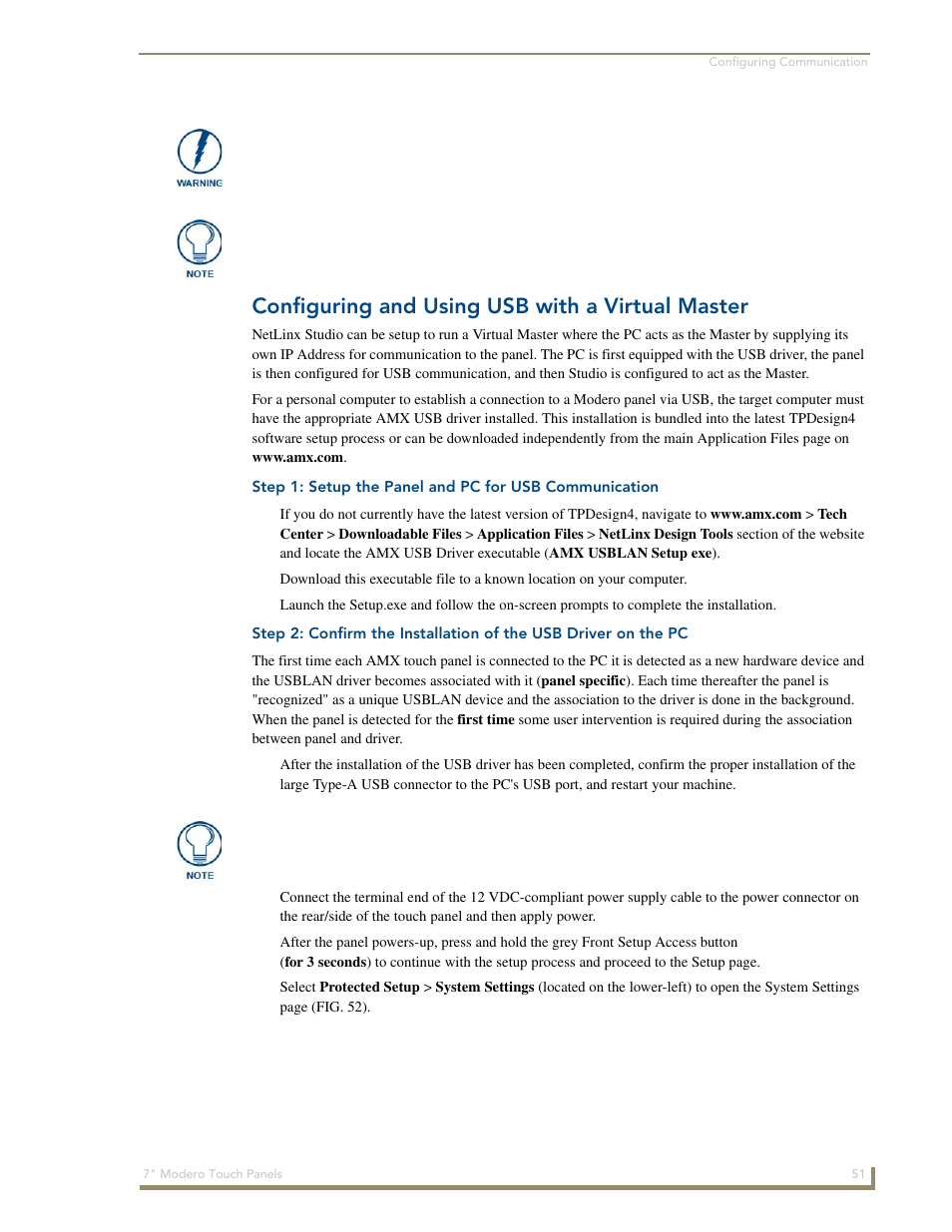 Configuring and using usb with a virtual master | AMX Modero CV7 User Manual | Page 63 / 220