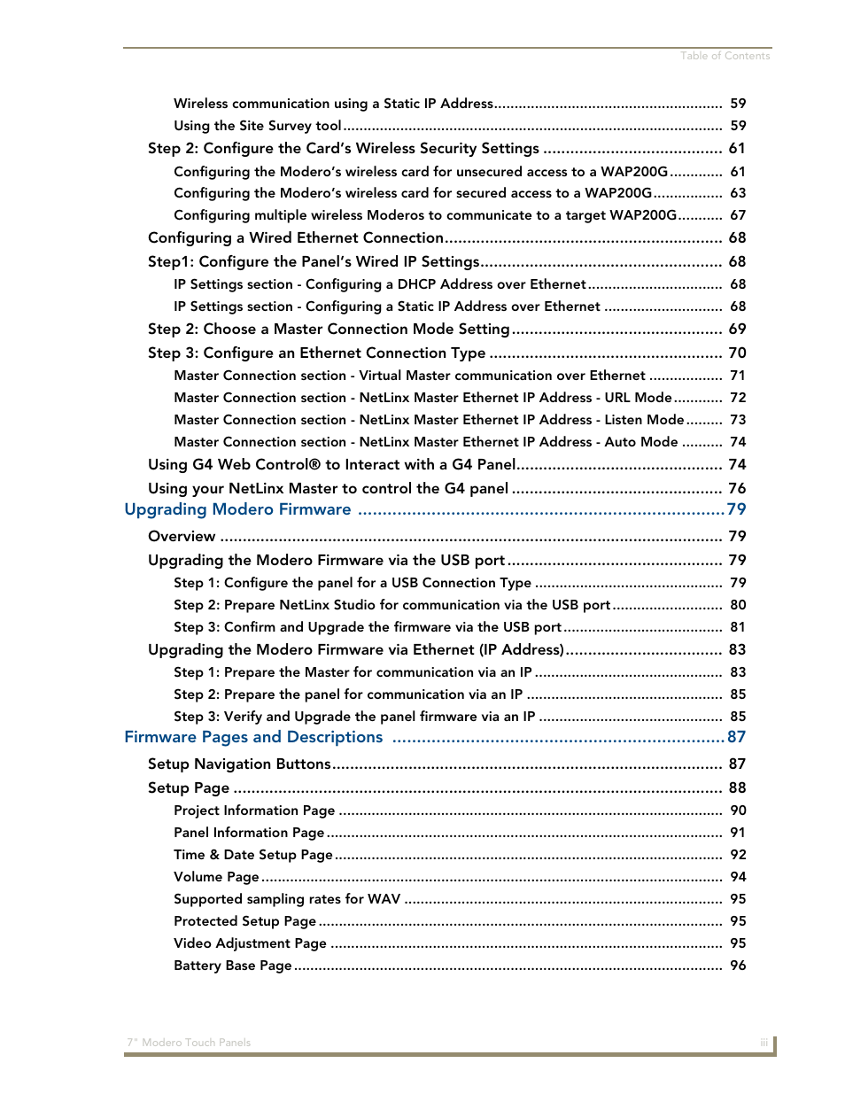 AMX Modero CV7 User Manual | Page 7 / 220