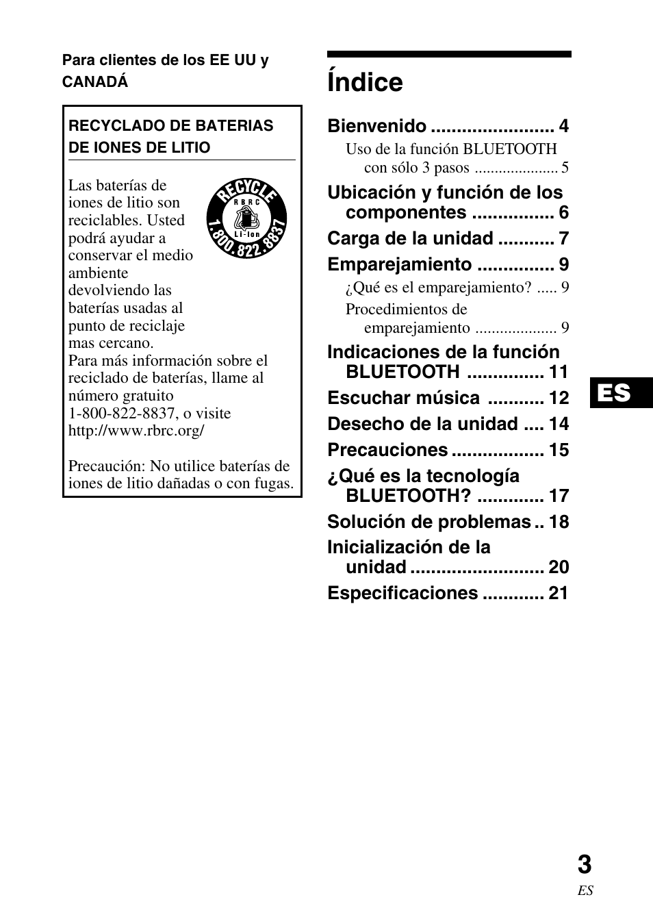 Índice | Sony TMR-BT10 User Manual | Page 23 / 44