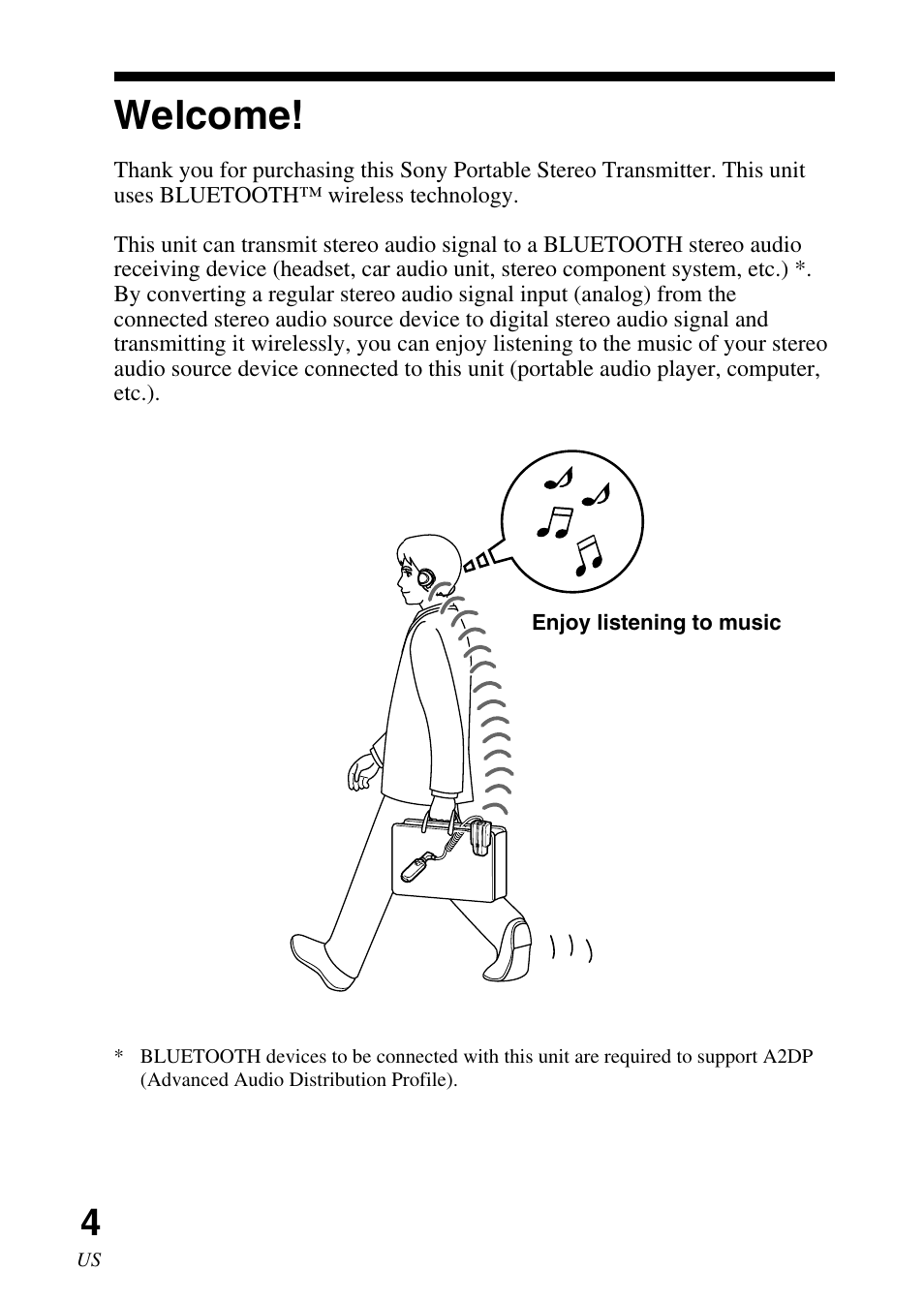 Welcome | Sony TMR-BT10 User Manual | Page 4 / 44