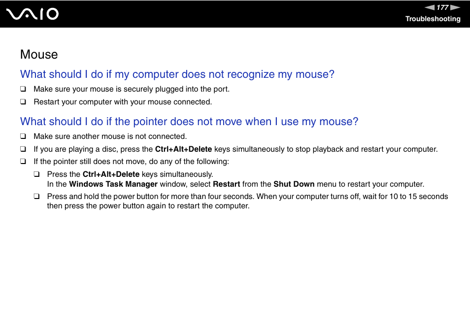 Mouse | Sony VGN-TX850P User Manual | Page 177 / 202