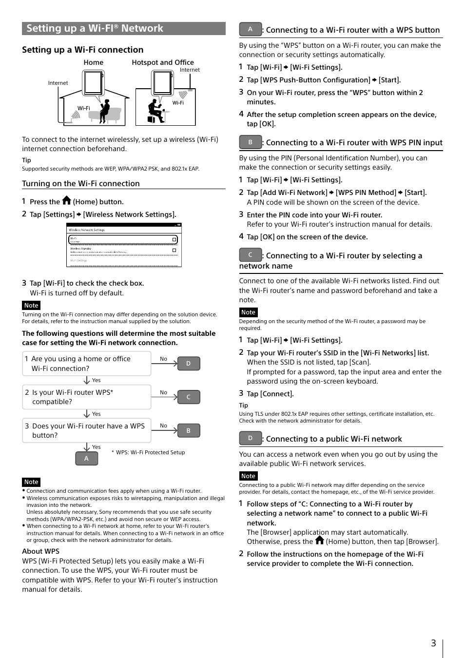Setting up a wi-fi® network | Sony DPT-S1 User Manual | Page 3 / 12