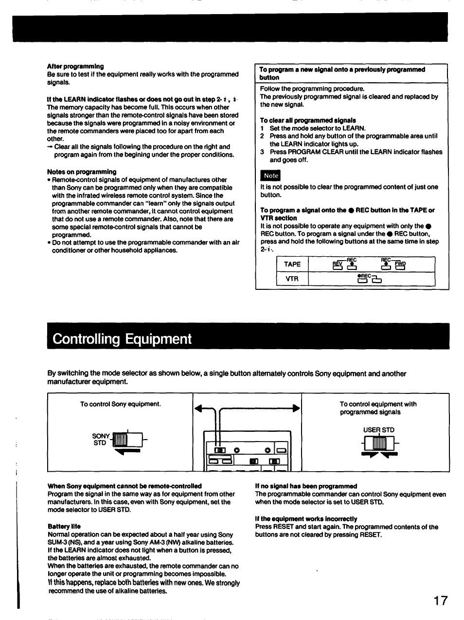 Controlling equipment | Sony STR-AV910 User Manual | Page 17 / 39