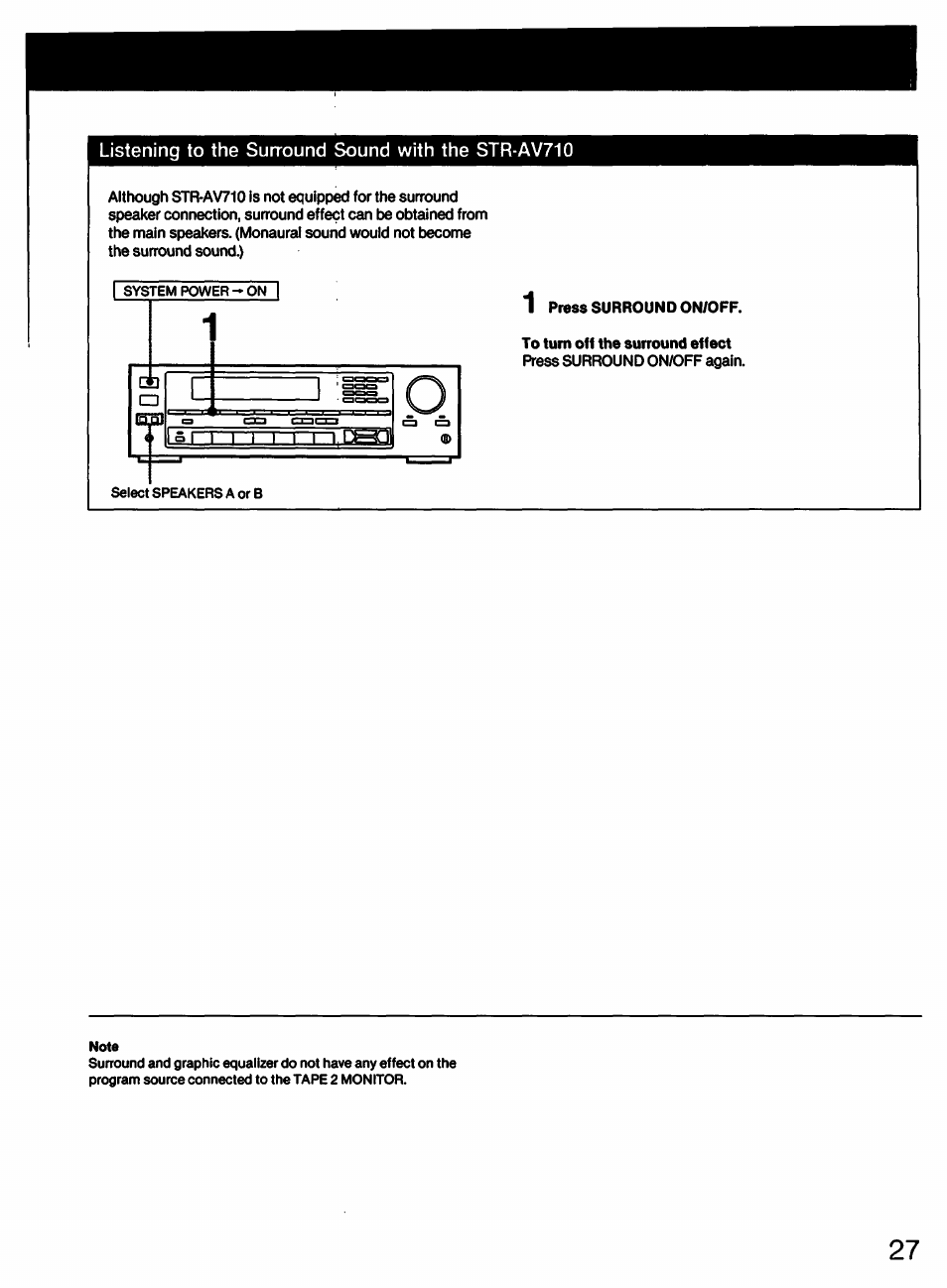 Listening to the surround sound with the str-av710 | Sony STR-AV910 User Manual | Page 27 / 39