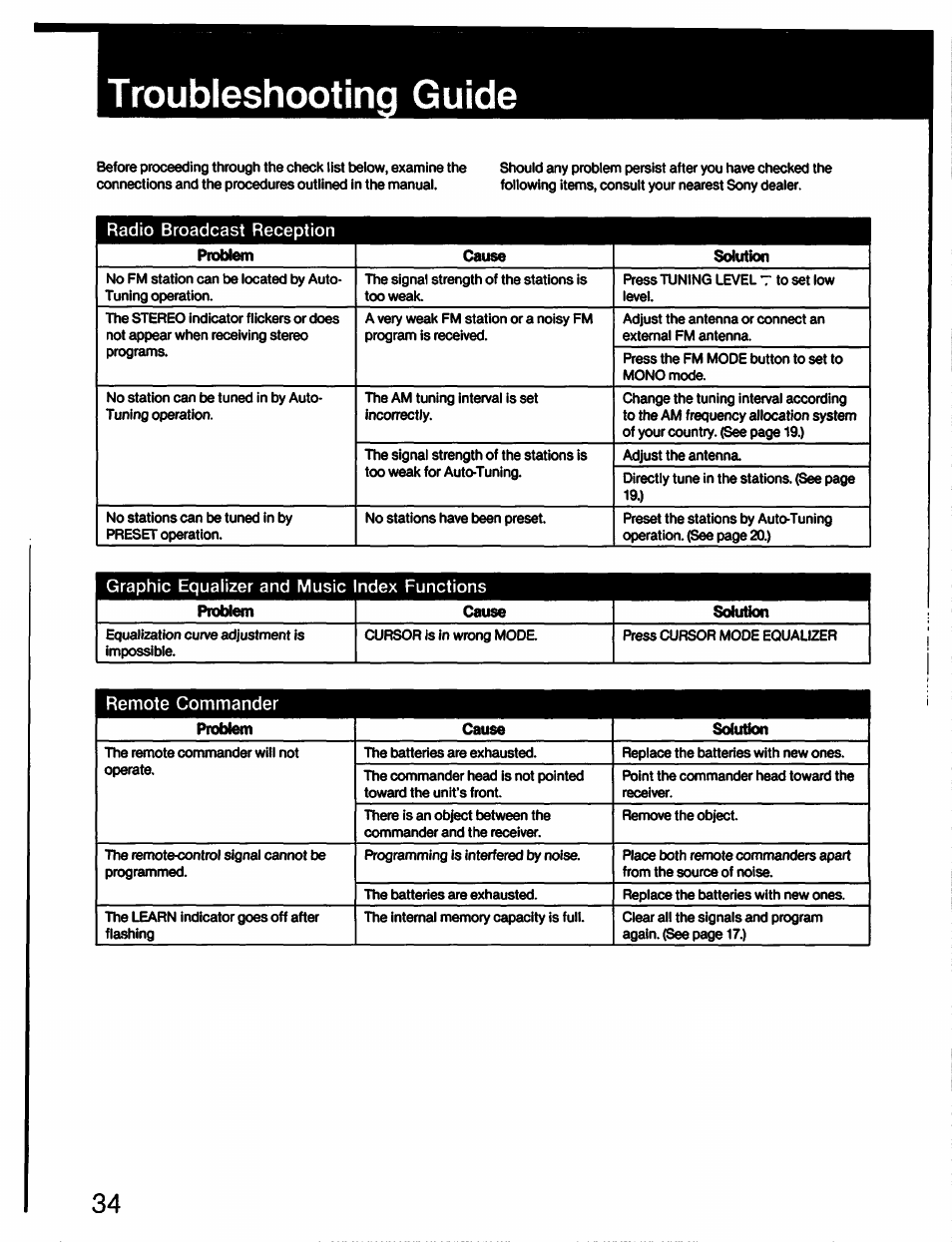 Sony STR-AV910 User Manual | Page 34 / 39