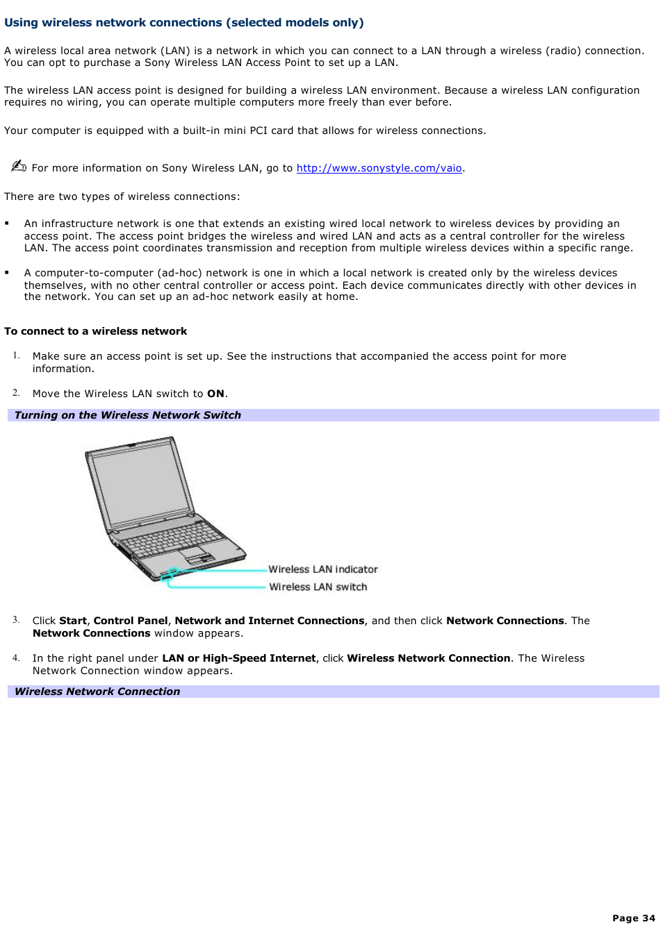 Sony PCG-V505EX User Manual | Page 34 / 148