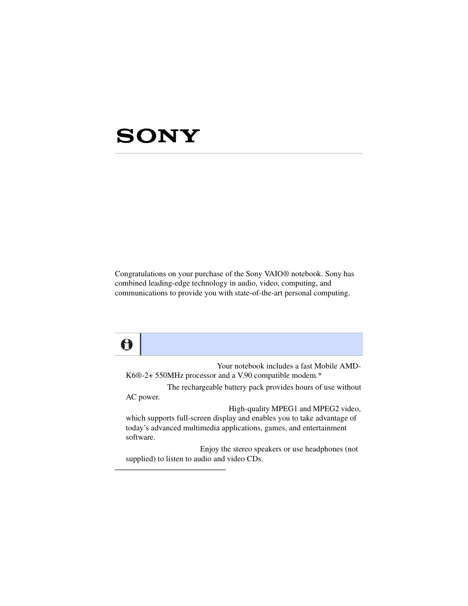 Welcome, Features | Sony PCG-F630 User Manual | Page 16 / 103