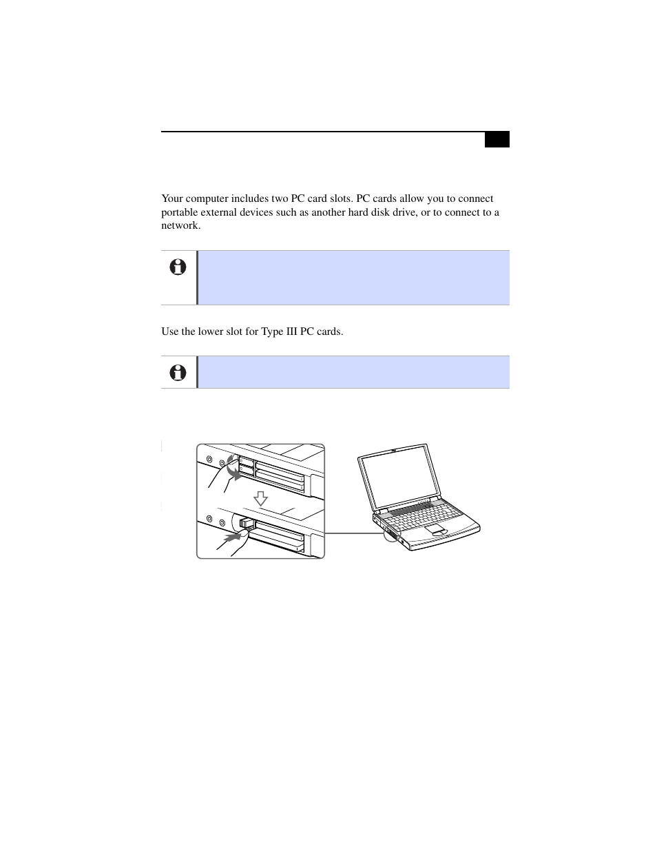 Using pc cards | Sony PCG-F630 User Manual | Page 44 / 103