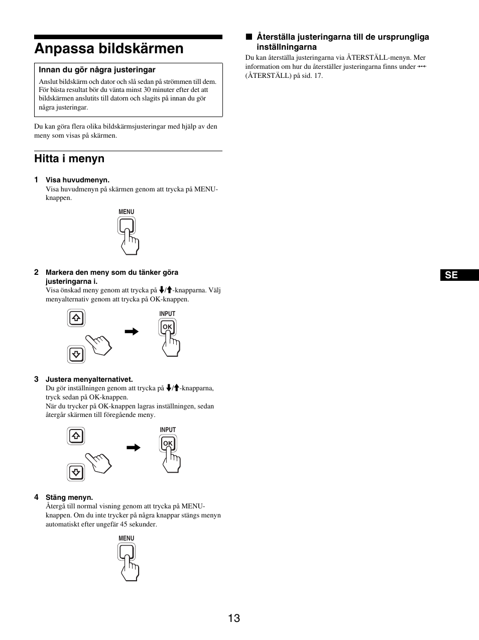 Anpassa bildskärmen, Hitta i menyn | Sony SDM-S205FB User Manual | Page 215 / 403