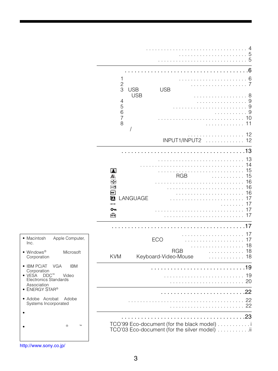 Sony SDM-S205FB User Manual | Page 3 / 403