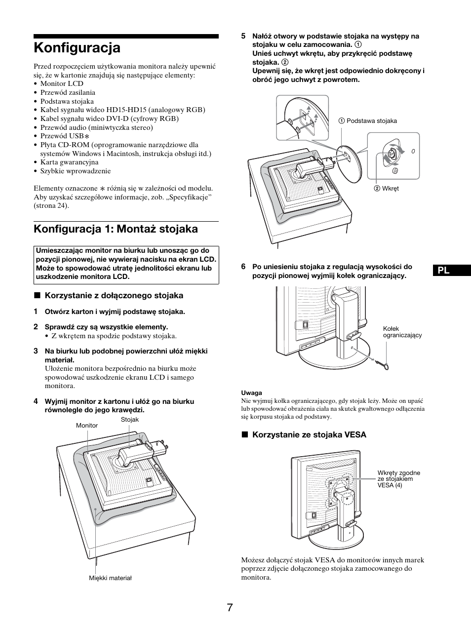 Konfiguracja, Konfiguracja 1: montaż stojaka | Sony SDM-S205FB User Manual | Page 334 / 403