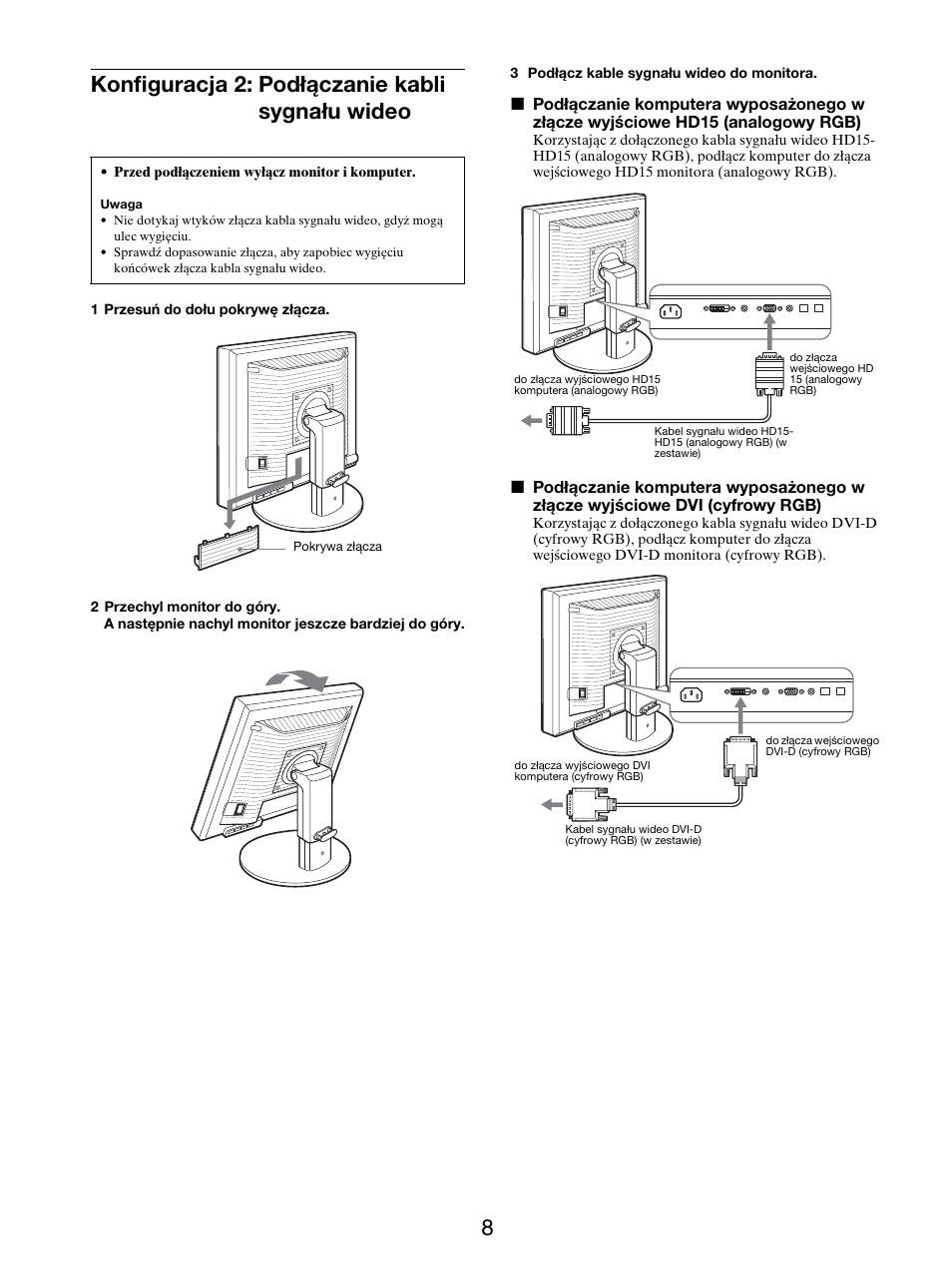 Konfiguracja 2: podłączanie kabli sygnału wideo, 8konfiguracja 2: podłączanie kabli sygnału wideo | Sony SDM-S205FB User Manual | Page 335 / 403