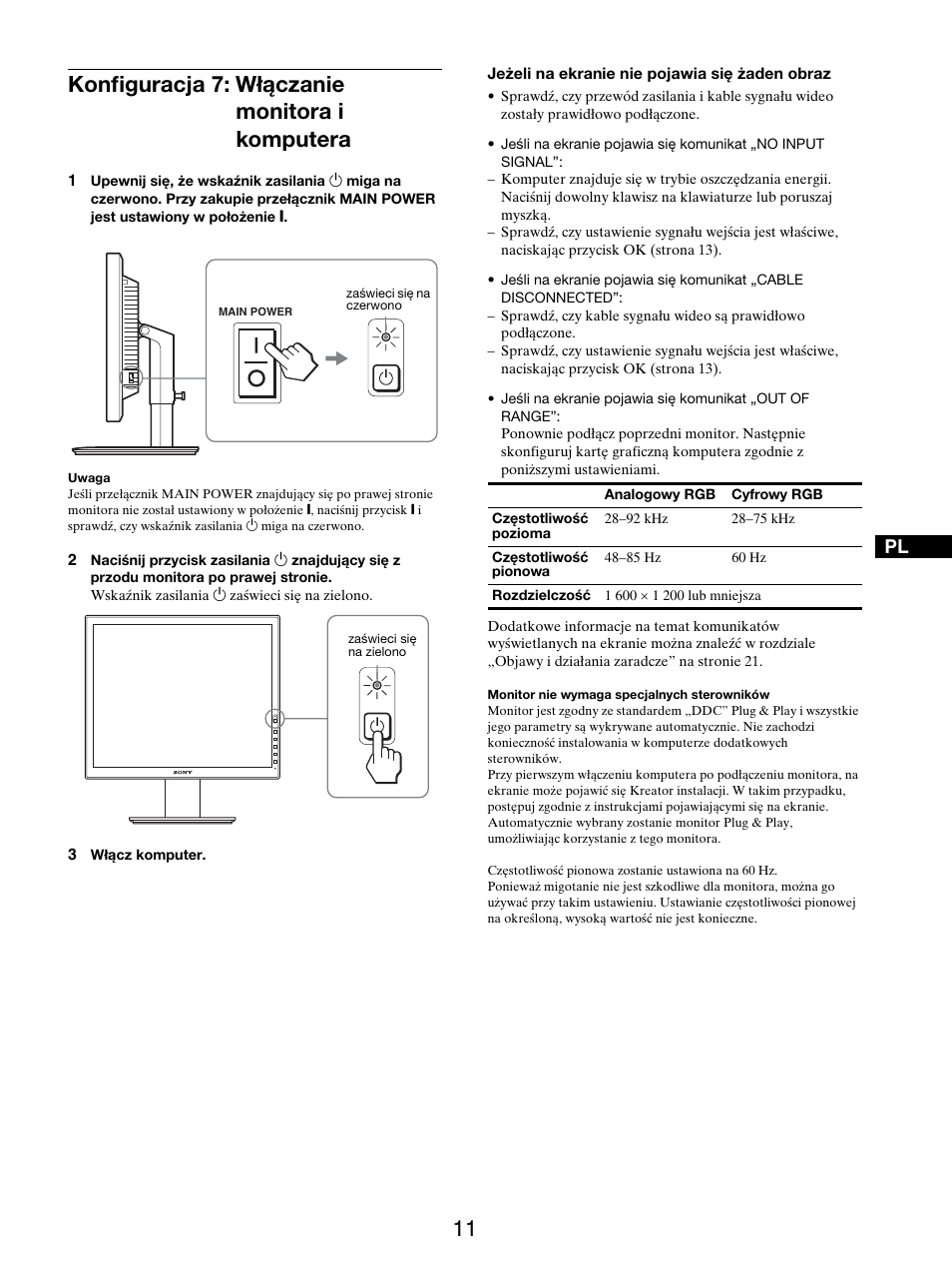 Konfiguracja 7: włączanie monitora i komputera | Sony SDM-S205FB User Manual | Page 338 / 403