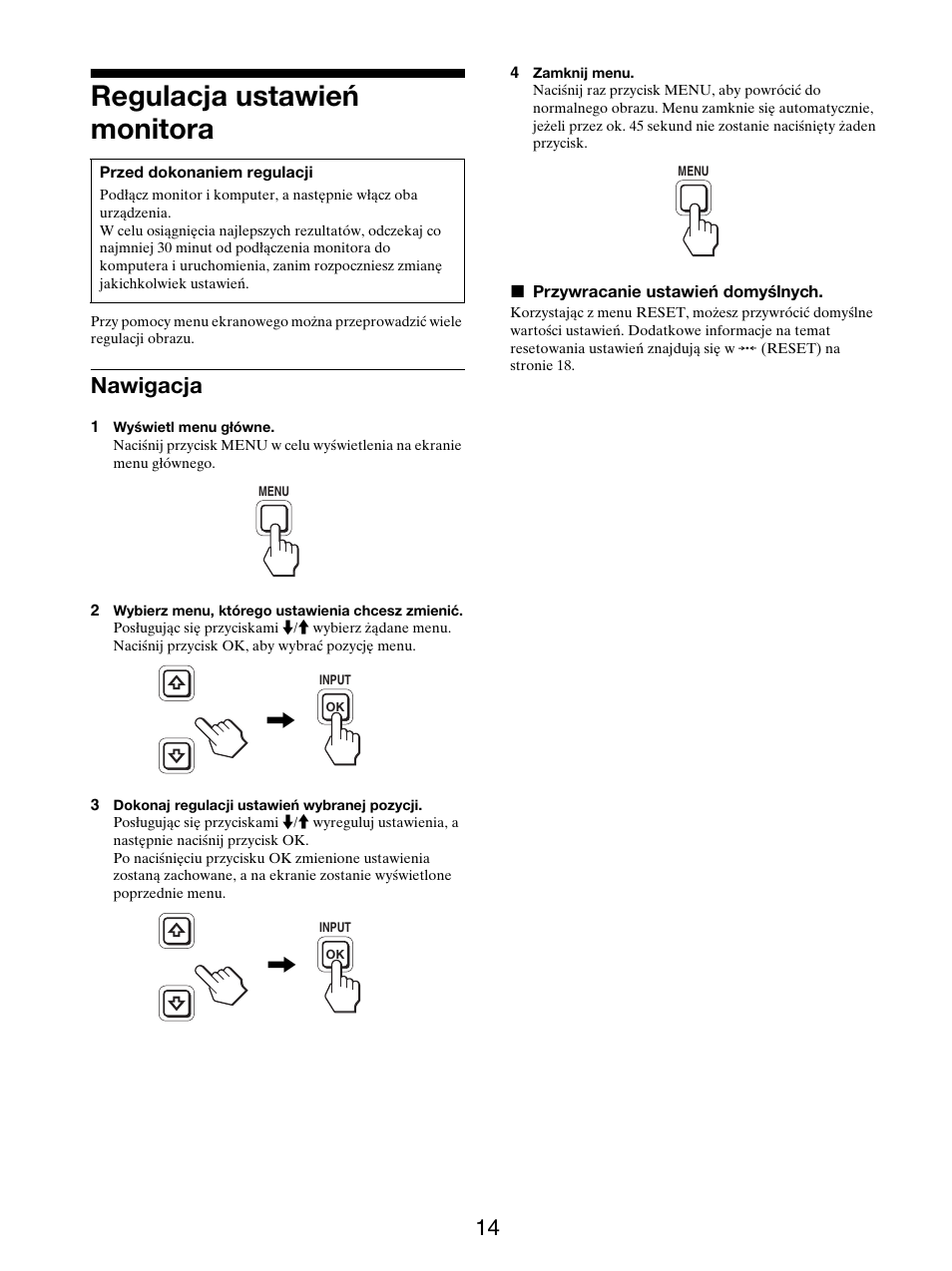 Regulacja ustawień monitora, Nawigacja | Sony SDM-S205FB User Manual | Page 341 / 403