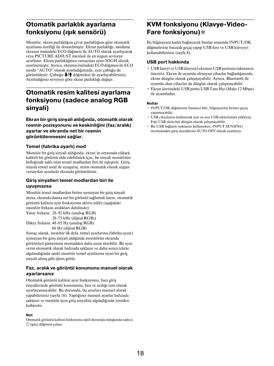 Kvm fonksiyonu (klavye-video-fare fonksiyonu), Kvm fonksiyonu (klavye video fare fonksiyonu) | Sony SDM-S205FB User Manual | Page 396 / 403