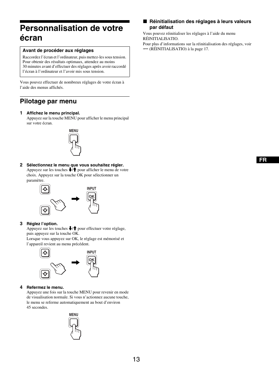 Personnalisation de votre écran, Pilotage par menu | Sony SDM-S205FB User Manual | Page 63 / 403