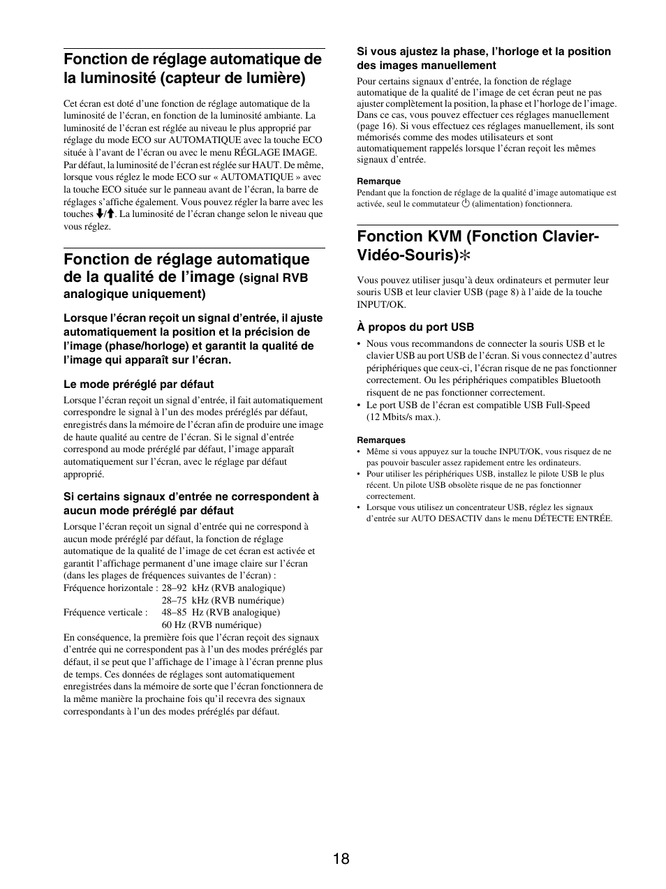 Fonction kvm (fonction clavier-vidéo-souris), Fonction kvm (fonction clavier- vidéo-souris) | Sony SDM-S205FB User Manual | Page 68 / 403