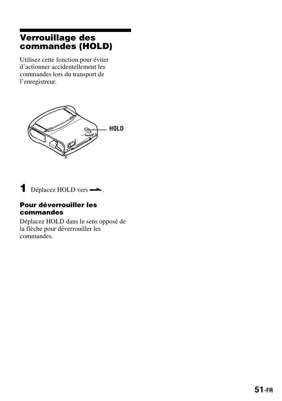 Verrouillage des commandes (hold) | Sony MZ-S1 User Manual | Page 119 / 208