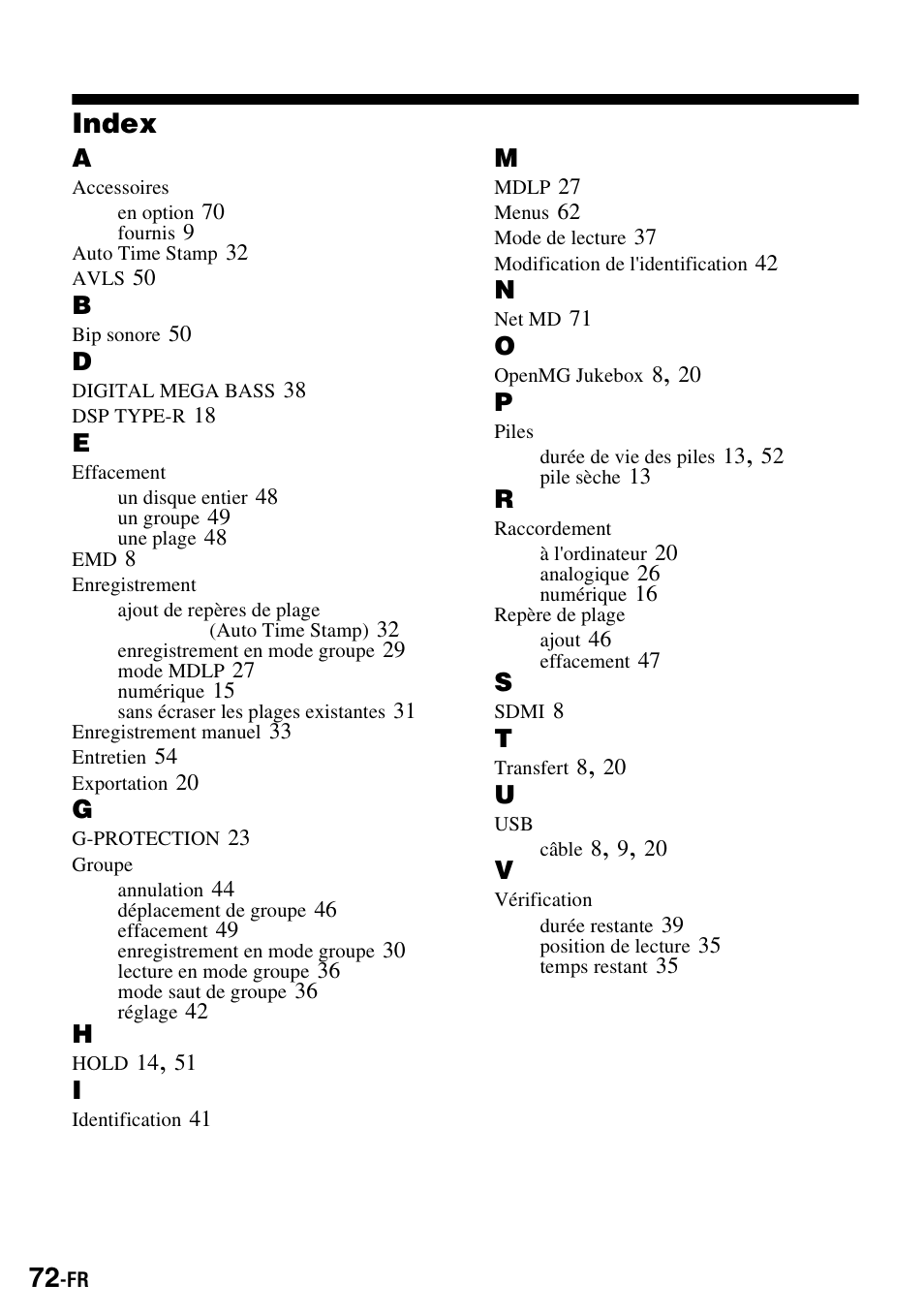 Index | Sony MZ-S1 User Manual | Page 140 / 208