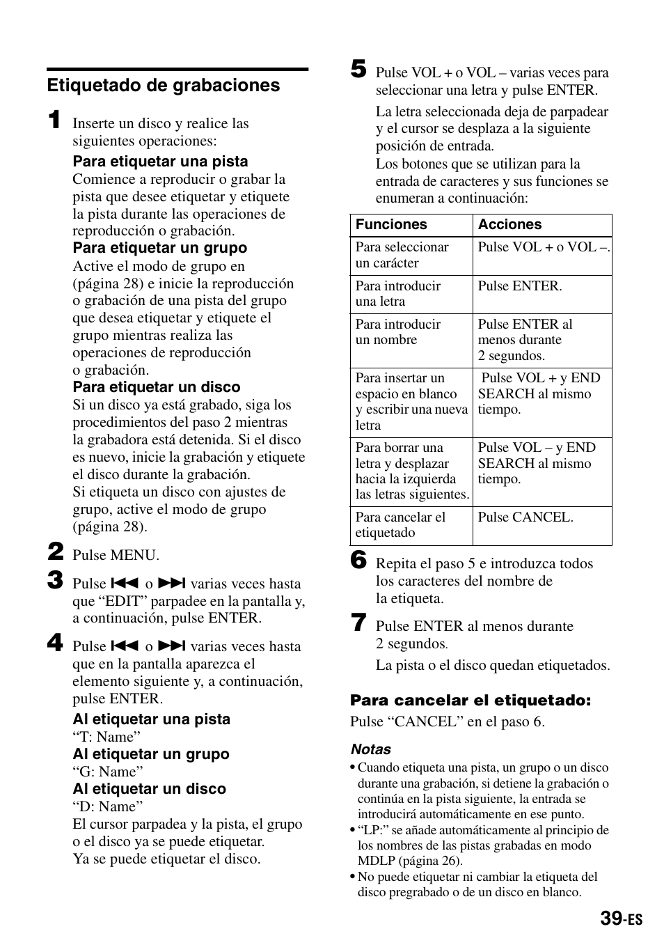 Etiquetado de grabaciones | Sony MZ-S1 User Manual | Page 179 / 208