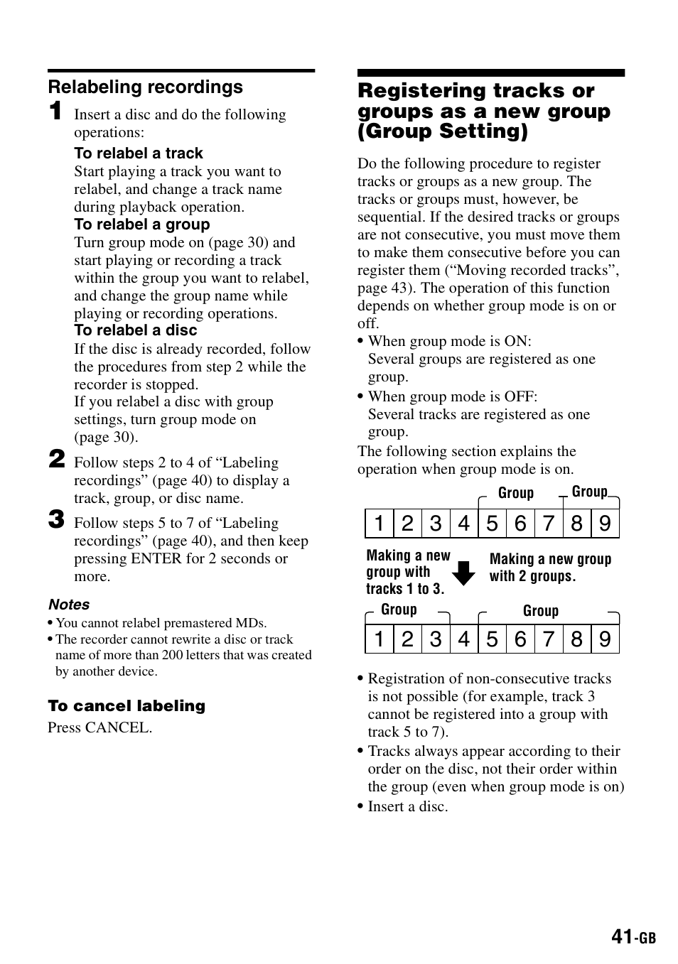 Relabeling recordings | Sony MZ-S1 User Manual | Page 41 / 208