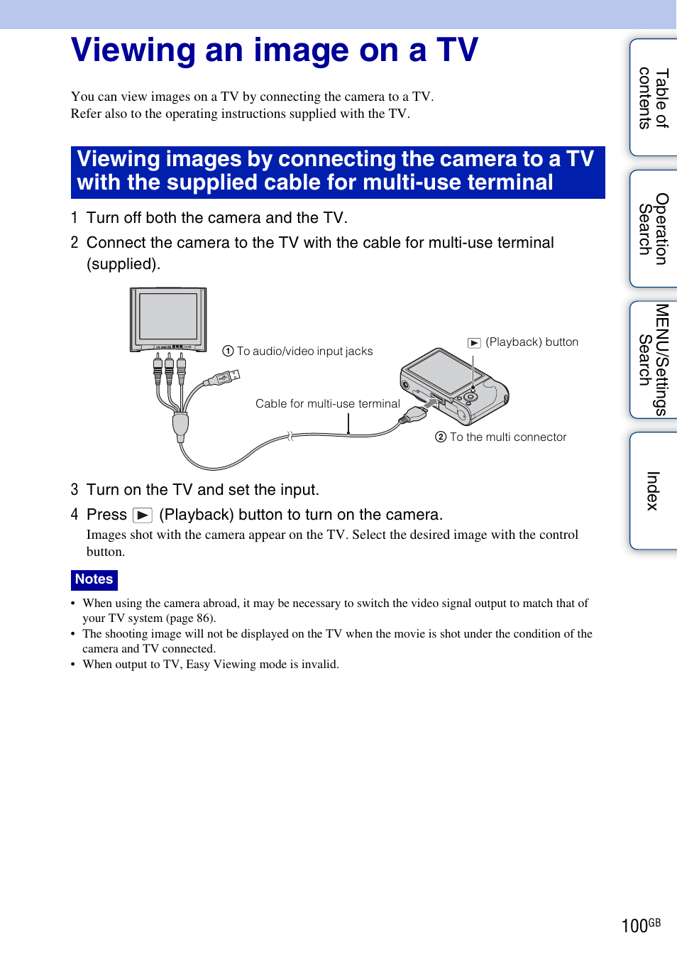 Viewing an image on a tv | Sony DSC-H55 User Manual | Page 100 / 132