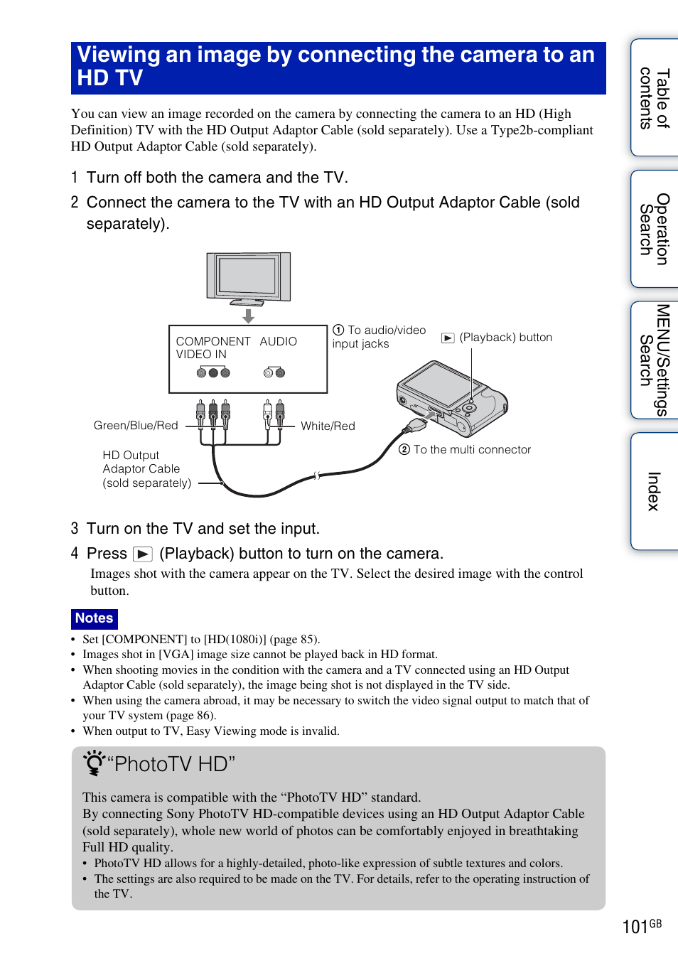 Phototv hd | Sony DSC-H55 User Manual | Page 101 / 132