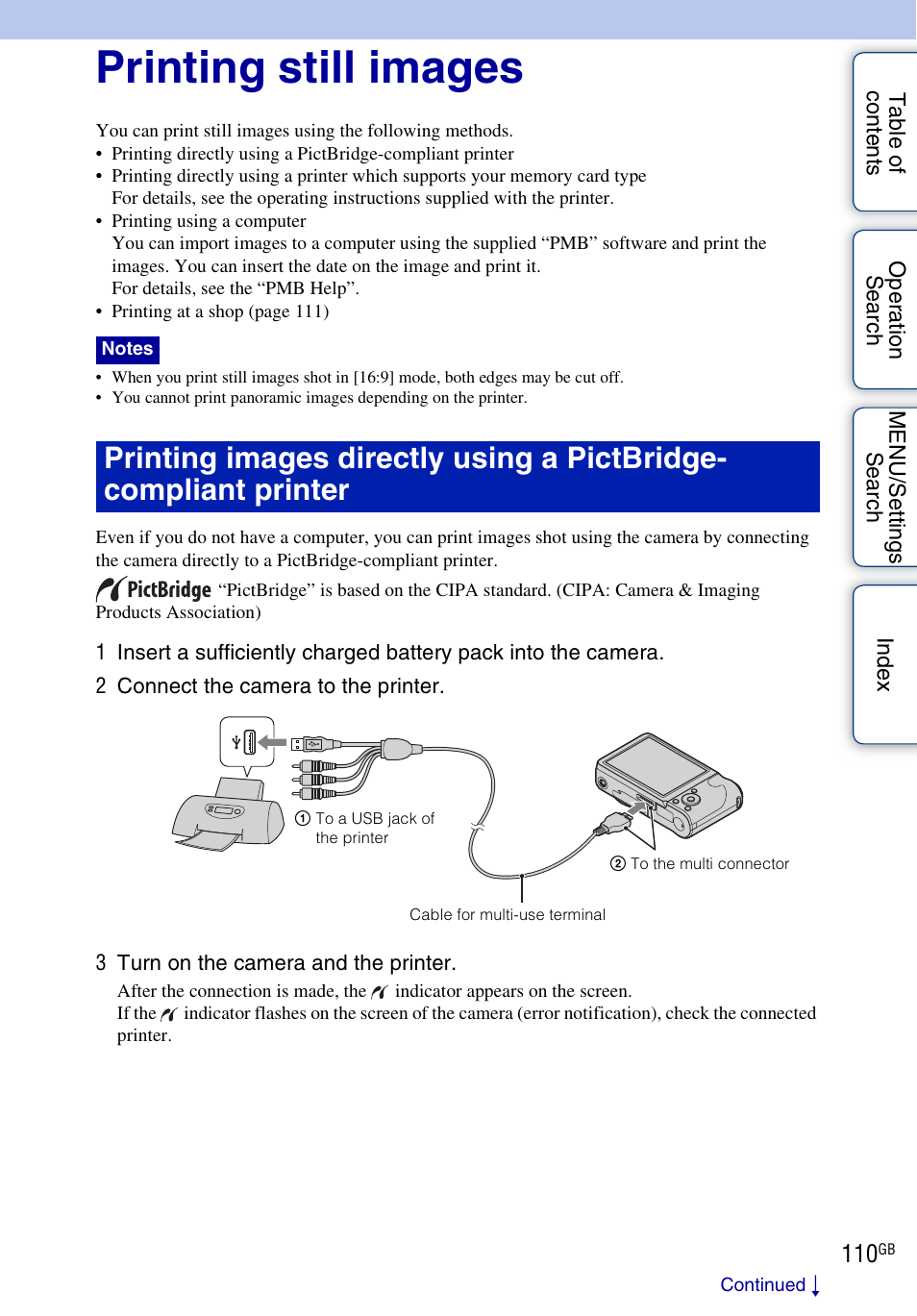 Printing still images, Print) | Sony DSC-H55 User Manual | Page 110 / 132