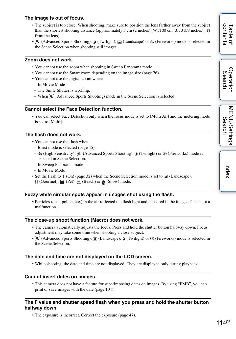 Sony DSC-H55 User Manual | Page 114 / 132