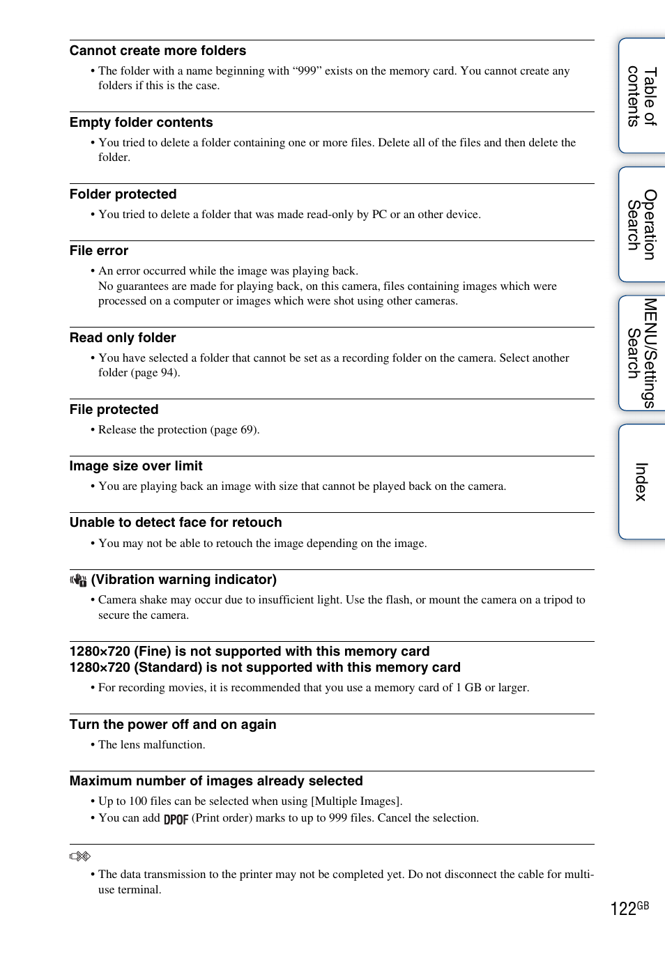 Sony DSC-H55 User Manual | Page 122 / 132