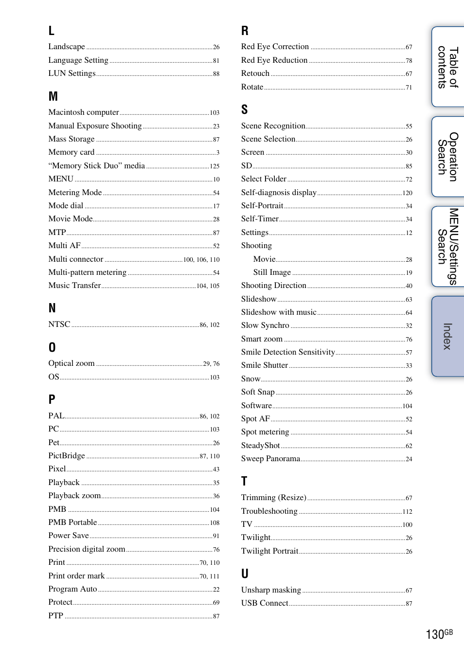 Sony DSC-H55 User Manual | Page 130 / 132