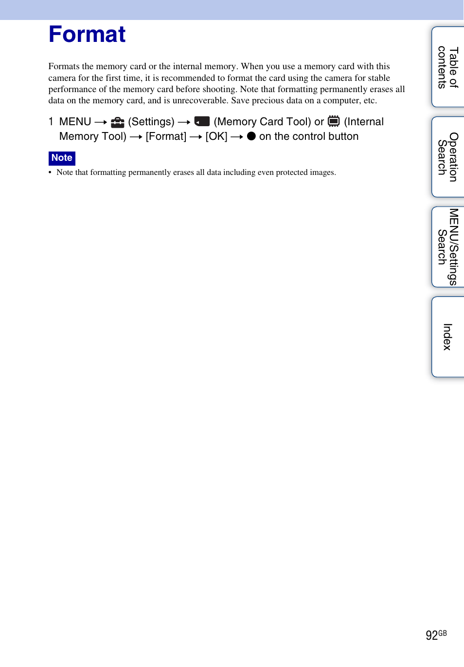 Format | Sony DSC-H55 User Manual | Page 92 / 132