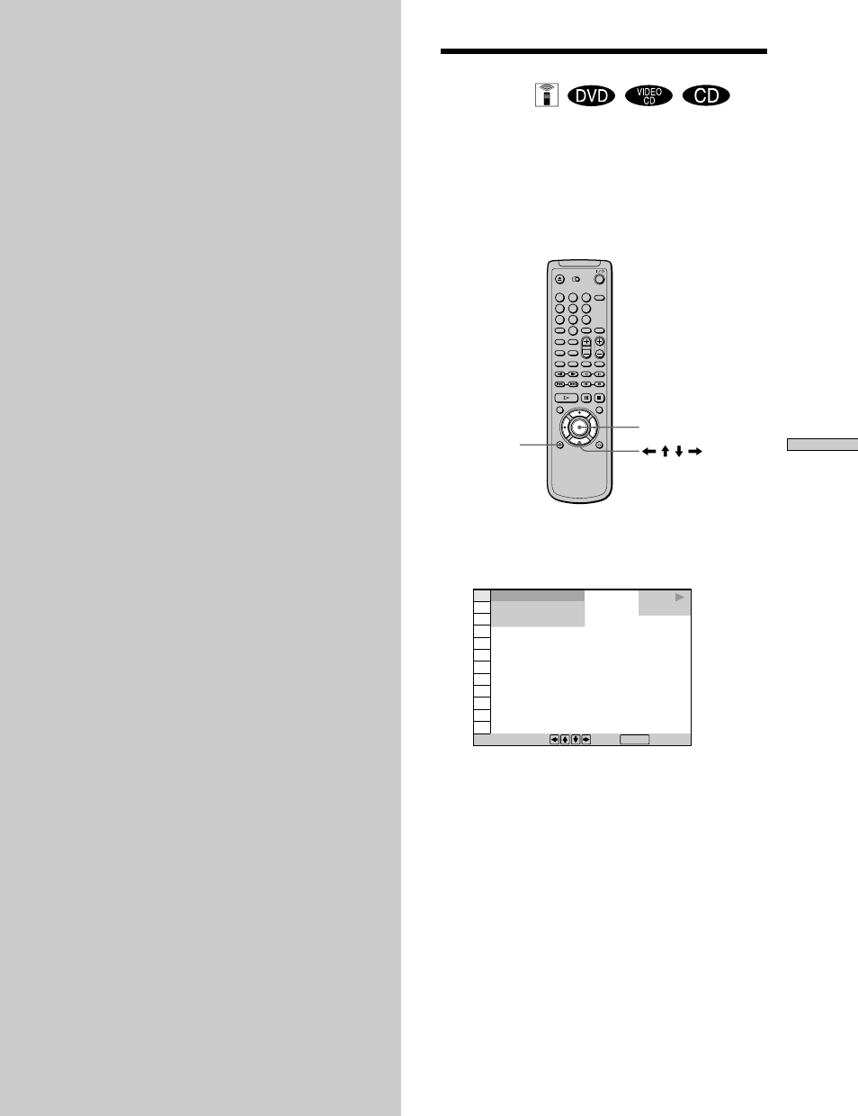 Using various functions with the control menu, Using the control menu display, Uso de distintas funciones con el menú de control | Uso de la pantalla del menú de control, Using the control menu display z | Sony DVP S530D User Manual | Page 23 / 132