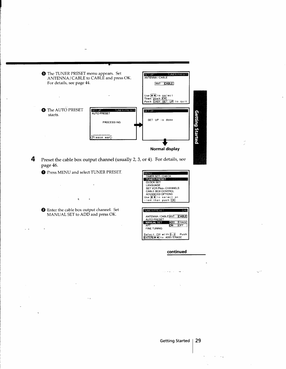 Continued | Sony SLV-998HF User Manual | Page 29 / 100