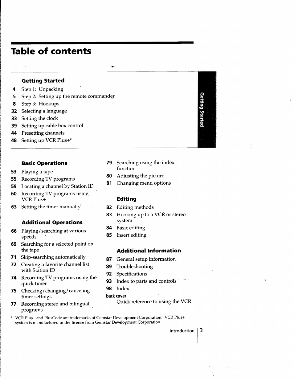 Sony SLV-998HF User Manual | Page 3 / 100